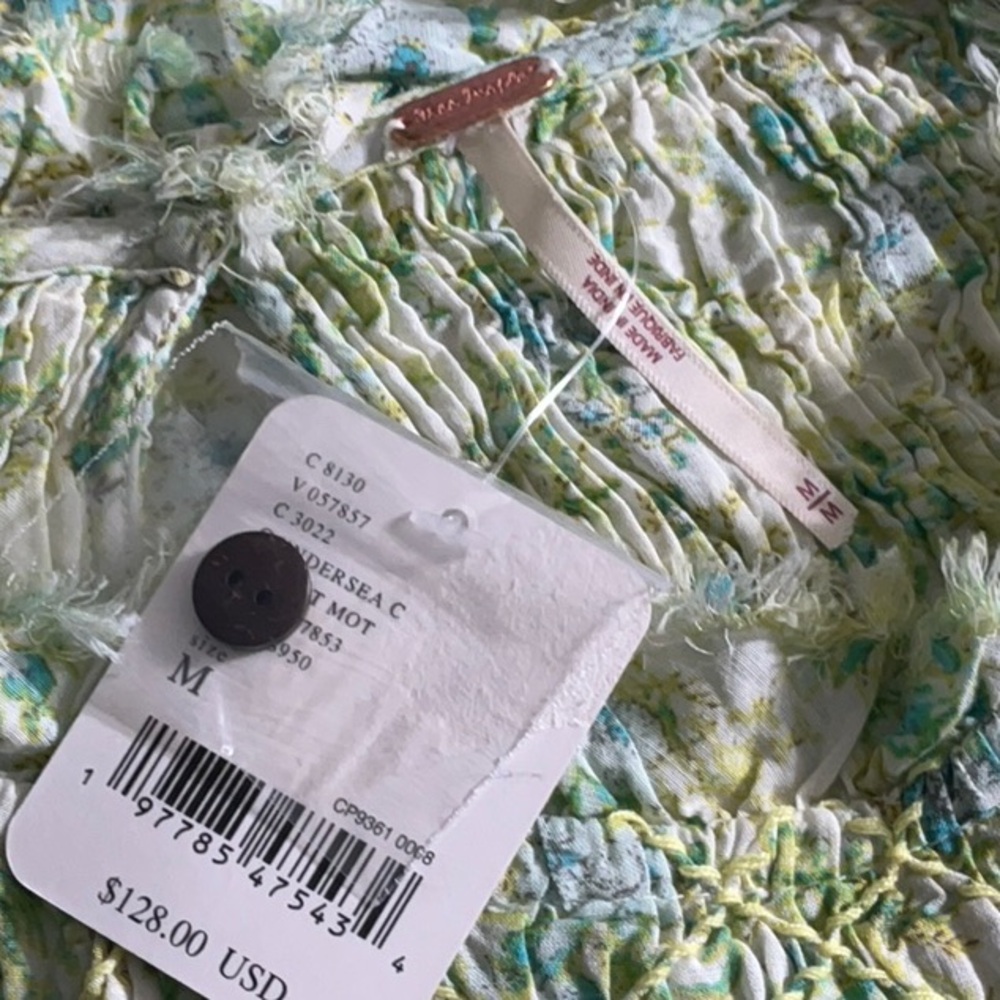 FREE PEOPLE Shea Floral Mini Dress Undersea Combo $128 Retail NWT - Picture 4 of 15